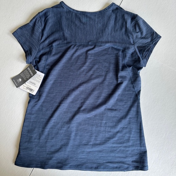 Athleta Shadow Stripe Chi Tee Navy Blue Size M - Picture 3 of 5